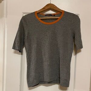 Hugo Boss Gray Sweater with Orange Trim